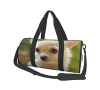 Fronte bianco del cane della chihuahua, Borsone da viaggio di grande capacità Borsa rotonda Borsa da viaggio sportiva Borsa da viaggio Borsa da fitness