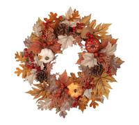 Fronte Door Wreath, Ringraziamento Pumpkin Wreath, 19.69in Autentico Doors Decor, Realistic Harvest Design, Autumn Berries Garland for Wall, Window, Garden, Recinzione, Home, Hotel