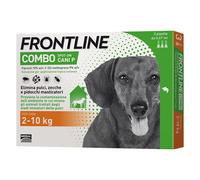 FRONTLINE Combo, 3 Pipette, Cane Taglia S (2 - 10 Kg), Antiparassitario per Cani e Cuccioli di Lunga Durata, Protegge il Cane e Anche la Casa da Pulci, Zecche, Uova e Larve, Antipulci 3 Pipette