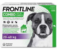 FRONTLINE Combo, 3 Pipette, Cane Taglia L (20 - 40 Kg), Antiparassitario per Cani e Cuccioli di Lunga Durata, Protegge il Cane e Anche la Casa da Pulci, Zecche, Uova e Larve, Antipulci 3 Pipette
