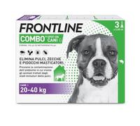 Frontline Combo Cani x3 Antiparassitario Contro Pulci E Zecche (20-40Kg) | Antiparassitario per Cani e Cuccioli. Protegge Anche la Casa da Pulci, Zecche, Uova e Larve, Antipulci 3 Pipette