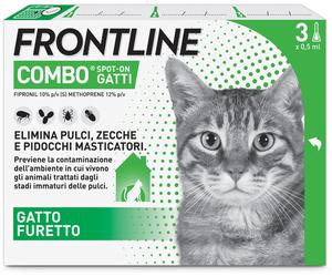 frontline Combo Gatti x3 Pipette, Antiparassitario per Gatti, Gattini e Furetti, Contro Pulci, Zecche, Uova, Larve e Pidocchi