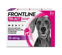 Frontline Tri Act x3 Pipette, Antiparassitario Per Cani e Cuccioli (Taglia L 20-40Kg) Contro Pulci, Zecche, Zanzare, Pappataci e Leishmaniosi
