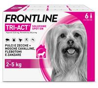 frontline Tri-Act x6 Pipette, Antiparassitario Per Cani e Cuccioli (Taglia XS 2-5Kg) Contro Pulci, Zecche, Zanzare, Pappataci e Leishmaniosi