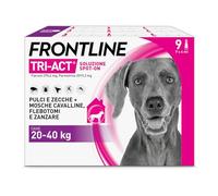 Frontline Tri-Act x9 Antiparassitario Cani Contro la Leishmaniosi (20-40Kg) | Prodotto per Cani e Cuccioli. Protegge da Pulci, Zecche, Zanzare, Pappataci e Leishmaniosi, Antipulci 9 Pipette