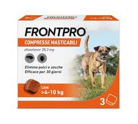 FRONTPRO 3 Compresse Masticabili Antiparassitario per Cani di Peso > 4-10 kg Protegge da Pulci e Zecche, Antipulci in Confezione da 3 Compresse da 28.3 mg di Afoxolaner, 4kg-10kg