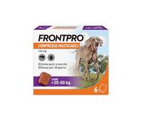 FRONTPRO 6 Compresse Masticabili Antiparassitario per Cani di Peso > 25-50 kg Protegge da Pulci e Zecche, Antipulci in Confezione da 6 Compresse da 136 mg di Afoxolaner