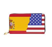 FROON American Spagna Bandiera Lunga Frizione Portafoglio Borse In Pelle Frizione Portafogli In Pelle Moda Moneybag Lungo Bifold In Pelle Billfold, Nero , Taglia unica