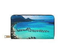 FROON Beauty Beach - Pochette lunga da donna in finta pelle, elegante, elegante, per donne moderne, grande capacità, porta carte e tasche organizer, borsa resistente per i viaggi di tutti i giorni,