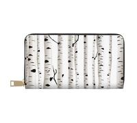 FROON Birch Tree - Pochette lunga in finta pelle chic ed elegante, da donna, con porta carte di credito e tasche organizer, borsa resistente per i viaggi di tutti i giorni, bianco, Taglia unica