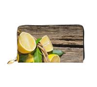 FROON Borsa lunga in pelle palmare moda un cestino limoni portafoglio business in pelle Pocketbook Moneybag per regali, Nero , Taglia unica
