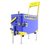 FROON Contenitore da Pesca 32 Litri, Design Pieghevole con valvola di Scarico, Sedile Ribaltabile e Schienale in Alluminio, ABS PP, policarbonato, portaoggetti(Blue Yellow)