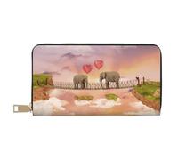 FROON Elephant On A Bridge, pochette lunga in finta pelle, elegante e alla moda, da donna, con porta carte di credito e tasche organizer, borsa resistente per i viaggi di tutti i giorni, bianco,