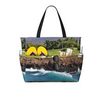 Froon Hawaii Beach Golf Course Beach Travel Bag - Borsa da spiaggia impermeabile di grande capacità per la massima comodità, Nero , Taglia unica