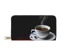 FROON Hot Coffee con chicco di caffè lungo in finta pelle pochette chic elegante portafoglio da donna per donne moderne grande capacità porta carte e tasche organizer borsa resistente per i viaggi di