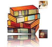 FROON Lampada da Tavolo con Libri impilati in Vetro colorato di creatività, Lampada da scrivania in Stile Tiffany per la Decorazione Domestica,1pcs