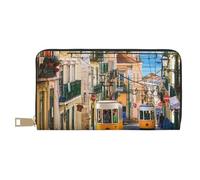 FROON Lisbon Tram - Pochette lunga in finta pelle chic ed elegante, da donna, con porta carte di credito e tasche organizer, borsa resistente per i viaggi di tutti i giorni, bianco, Taglia unica