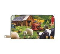 FROON Pochette lunga da donna in finta pelle con animali della fattoria, elegante e alla moda, per donne moderne, grande capacità, porta carte e tasche organizer, borsa resistente per i viaggi di