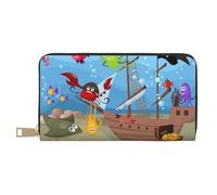 FROON Pochette lunga da donna in finta pelle con pesce marino subacqueo, chic ed elegante, per donne moderne, grande capacità, porta carte e tasche organizer, borsa resistente per i viaggi di tutti i
