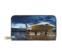 FROON Pochette lunga in ecopelle con aereo nella sera leggera elegante portafogli da donna per donne moderne grande capacità porta carte e tasche organizer borsa resistente per i viaggi di tutti i