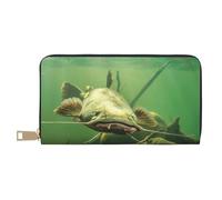 FROON Pochette lunga in ecopelle con pesce gatto subacqueo chic ed elegante portafoglio da donna per donne moderne, grande capacità, porta carte e tasche organizer, borsa resistente per i viaggi di