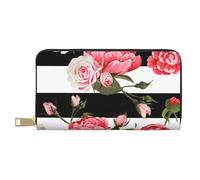 FROON Pochette lunga in ecopelle nera bianca a righe bianche e nere portafogli da donna per donne moderne, grande capacità porta carte e tasche organizer borsa resistente per viaggi quotidiani,