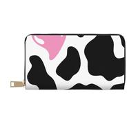 FROON Pochette lunga in ecopelle nera e bianca con mucca da latte, elegante e alla moda, portafogli da donna moderne, grande capacità, porta carte e tasche organizer, borsa resistente per i viaggi di