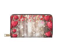 FROON Pochette lunga in ecopelle rossa con cuore innamorato, elegante e alla moda, portafogli da donna moderne, grande capacità, porta carte e tasche organizer, borsa resistente per i viaggi di tutti