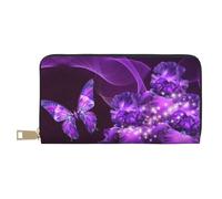 FROON Pochette lunga in ecopelle viola con farfalla chic ed elegante portafoglio da donna per donne moderne, grande capacità, porta carte e tasche organizer borsa resistente per i viaggi di tutti i