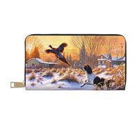 FROON Pochette lunga in finta pelle con fagiano che cattura il cane, elegante e alla moda, portafogli da donna moderne, grande capacità, porta carte e tasche organizer, borsa resistente per i viaggi