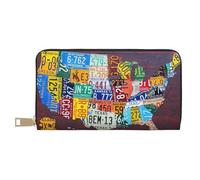 FROON Portafogli da donna con mappa della targa, lunga, in finta pelle, chic, elegante, per donne moderne, grande capacità, porta carte e tasche organizer, borsa resistente per i viaggi di tutti i