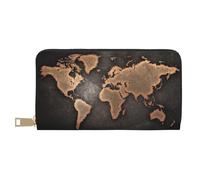 FROON Portafoglio lungo da donna con mappa del mondo continenti, in finta pelle, chic ed elegante, per donne moderne, grande capacità, porta carte e tasche organizer, borsa resistente per i viaggi di