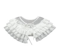 FROON Sciarpa Scialle con Lacci e Colletto Plissettato a Doppio Strato, Accessorio da Collo Arricciato for Cosplay Donna, Eventi storici(White 1)