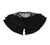 FROON Sciarpa Scialle con Lacci e Colletto Plissettato a Doppio Strato, Accessorio da Collo Arricciato for Cosplay Donna, Eventi storici(Black 1)