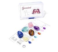 FROON Set di Pietre grezze Cristallo Naturale per i 12 segni zodiacali, Tutorial Standard DIY Minerale, Scatola PP, 1 Set (Ariete a Scorpione)