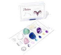 FROON Set di Pietre grezze Cristallo Naturale per i 12 segni zodiacali, Tutorial Standard DIY Minerale, Scatola PP, 1 Set (Ariete a Scorpione)