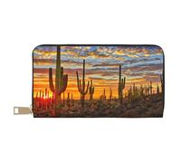 FROON Sunset Cactus nel deserto lunga pochette in ecopelle chic elegante portafogli da donna per donne moderne grande capacità porta carte e tasche organizer borsa resistente per i viaggi di tutti i