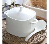FROOWAN Set di zuppe in porcellana Bone China, con coperchio e mestolo, 3000 ml, grande ciotola da portata in ceramica con coperchio, per feste, mangiare, intrattenimento, decorazione per la casa