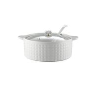 FROOWAN Tureen da zuppa con coperchio e mestolo, set da 2 l, in ceramica con coperchio in vetro, ciotole da zuppa con doppio manico, porcellana, bianco, adatto al microonde e lavastoviglie