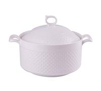 FROOWAN Zuppiera in ceramica con coperchio, 3,6 l, in porcellana, con coperchio, per feste, utilizzabile in forno a microonde, lavabile in lavastoviglie, rotonda, bianca
