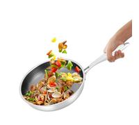 FROPIJ Padella in acciaio inox 28 cm & Stainless Steel Pan - Padella con rivestimento antiaderente - Padella a induzione - Padella in acciaio inox per fornelli a gas, a induzione, piano cottura in