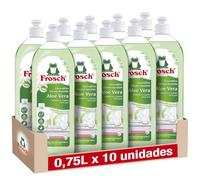 Frosch Lavastoviglie a Mano Liquido Lozione Ecologico Aloe Vera, Dermo-sensibile, Pulizia efficace e protegge la pelle, confezione da 10 pezzi x 750 ml