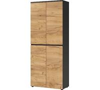 Froschkönig24 Armadietto con due ante e quattro ripiani regolabili, design senza maniglie, 80 x 197 x 40 cm (larghezza x altezza x profondità)