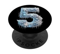 Frost - Fiocchi di neve con numero cinque PopSockets PopGrip Adesivo