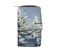 Frost in Winter - Portafoglio lungo in pelle con libretto degli assegni, pochette da donna classica a due ante con finestra ID