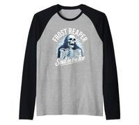 Frost Reaper - Scheletro Gotico Blu Sunburst Morte Ghiaccio Maglia con Maniche Raglan