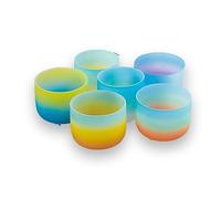 Frosted Two-Color Gradient Crystal Singing Bowl Set, A-G Tone, 6-12 "Set, Handmade, Meditation Props, Drive Negative Energy, Balance The Body, Relieve Fatigue And Anxiety, Suitable For Beginners And P