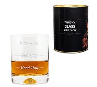 Froster Bicchiere da whisky Who cares con 3 livelli di umore, 300 ml, Regalo Originale per Uomo