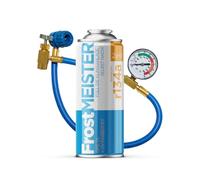 FrostMEISTER 2 in 1 - Kit di ricarica per aria condizionata auto 400 ml con tubo manometro per R134a (1995-2016) - Applicazione rapida, semplice e sicura