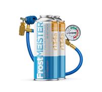 FrostMEISTER 2 in 1 - Set di ricarica per aria condizionata auto 2 × 400 ml con tubo manometro - Applicazione rapida, semplice ed ecologica (R134a, 1995-2016)